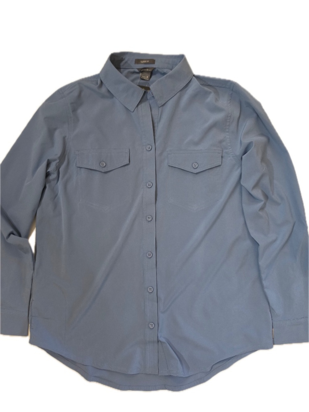 Eddie Bauer Button-Up Womens S Blue Classic Fit Collared Long Sleeve Shirt